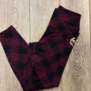 PINK Victoria's Secret Kids Plaid Leggings - Maroon and Black